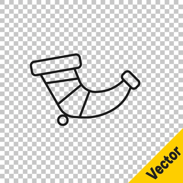 Línea negra Icono de cuerno de caza aislado sobre fondo transparente. Vector — Vector de stock