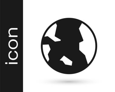 Beyaz arka planda izole edilmiş Kara Dünya ikonu. Dünya ya da Dünya işareti. Küresel internet sembolü. Geometrik şekiller. Vektör.