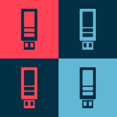Pop art USB flash disk simgesi renk arkaplanında izole edildi. Vektör.
