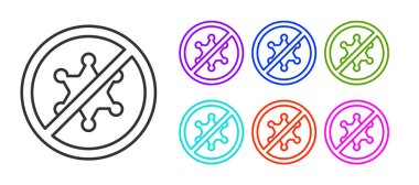 Siyah çizgi protesto simgesi beyaz arkaplanda izole edildi. Toplantı, protestocu, grev, konuşma, pankart, protesto pankartı, dilekçe, lider, broşür. Simgeleri renklendirin. Vektör.