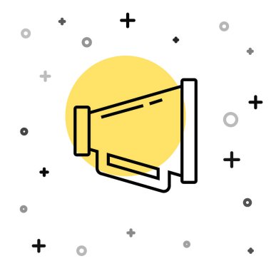 Siyah çizgi Megafon simgesi beyaz arkaplanda izole edildi. Sözcü işareti. Rastgele dinamik şekiller. Vektör.