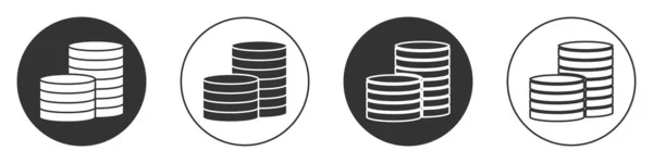 黑色硬币的货币图标孤立在白色背景 银行货币标志 现金符号 圆形按钮 病媒图解 — 图库矢量图片