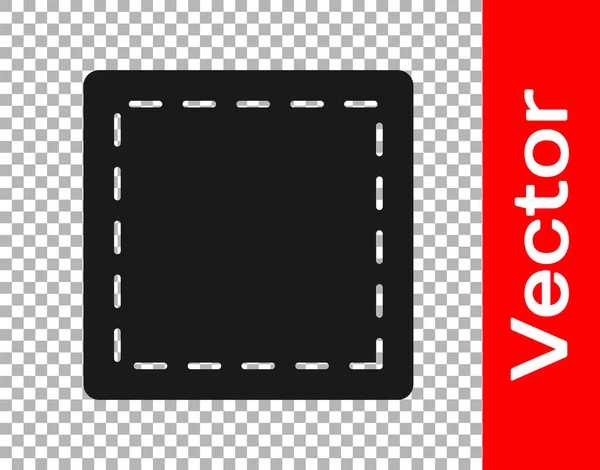 Черный Иконка Швейный Узор Изолированы Прозрачном Фоне Отметки Шитья Векторная — стоковый вектор