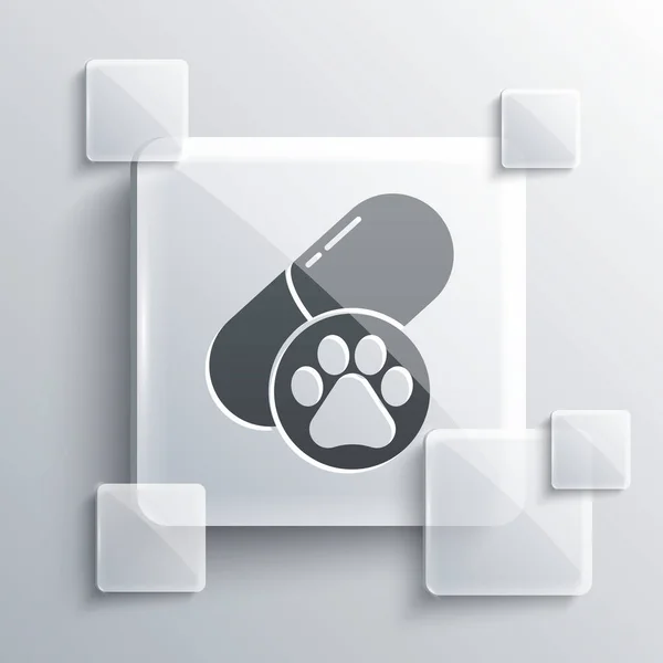 Píldora Perro Gris Icono Aislado Sobre Fondo Gris Medicina Prescripción — Vector de stock