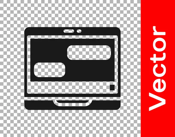 Svart Nya Chattmeddelanden Anmälan Bärbar Dator Ikon Isolerad Transparent Bakgrund — Stock vektor