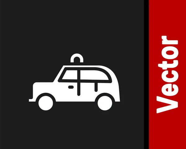 Bílé Taxi Auto Ikona Izolované Černém Pozadí Vektor — Stockový vektor
