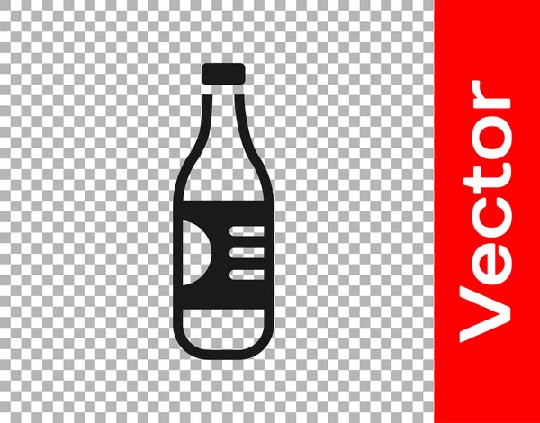 Botella Negra Icono Agua Aislada Sobre Fondo Transparente Signo Bebida — Vector de stock