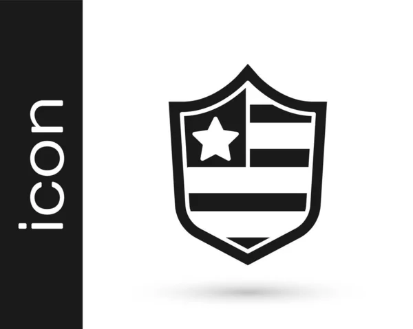 Escudo Negro Con Estrellas Rayas Icono Aislado Sobre Fondo Blanco — Vector de stock