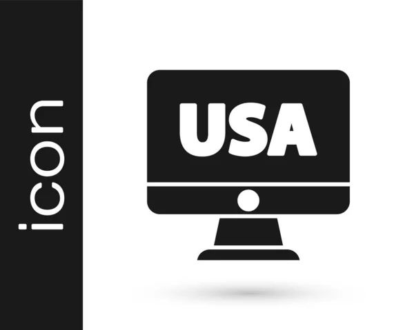 Чорний Сша Сполучені Штати Америки Моніторі Ікони Ізольовані Білому Тлі — стоковий вектор