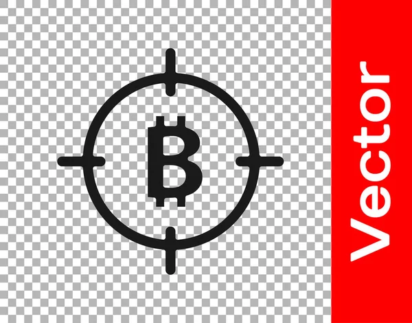 Fekete Bitcoin Cél Ikon Elszigetelt Átlátszó Háttérrel Befektetési Cél Ikon — Stock Vector