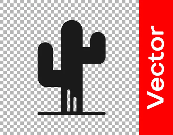 Icono Cactus Negro Aislado Sobre Fondo Transparente Vector — Vector de stock