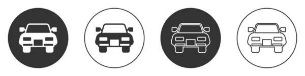 Ikona Black Car Izolované Bílém Pozadí Kruhové Tlačítko Vektor — Stockový vektor