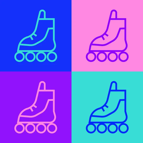 스케이트 아이콘 Pop Art Line Roller Skate Icon 배경에서 사기적 — 스톡 벡터