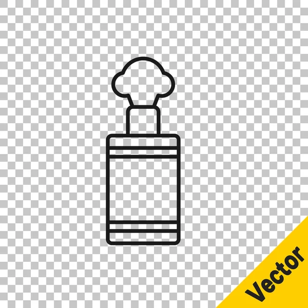 Schwarze Linie Handgranate Symbol Isoliert Auf Transparentem Hintergrund Bombenexplosion Vektor — Stockvektor
