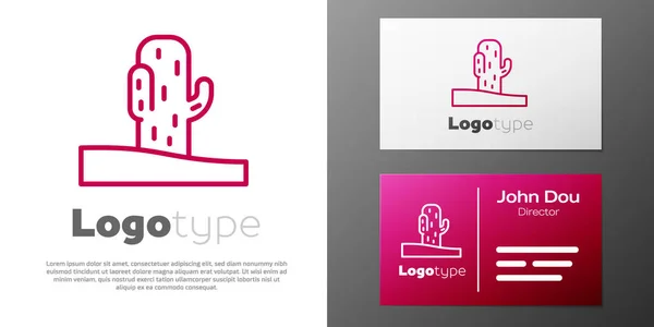 Logotyp Linje Kaktus Ikon Isolerad Vit Bakgrund Mall För Logotyp — Stock vektor