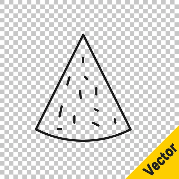 Black Line Nachos Icon Isolated Transparent Background Tortilla Chips Nachos — Stock Vector