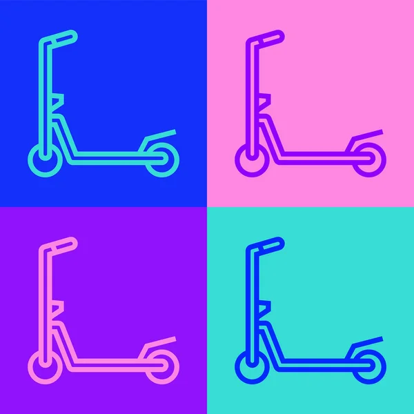 Pop Konst Linje Roller Scooter För Barn Ikon Isolerad Färg — Stock vektor