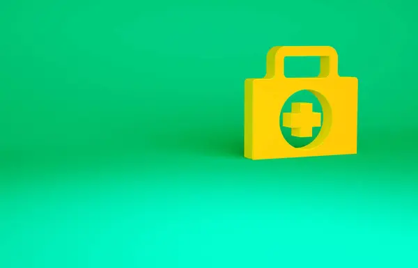 Orange First Aid Kit Icon Isolated Green Background Medical Box — Stock Photo, Image
