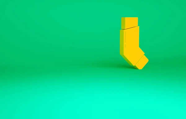緑の背景に孤立オレンジInhalerアイコン 咳の救済のための兄弟 アレルギー患者 最小限の概念 3Dイラスト3Dレンダリング — ストック写真