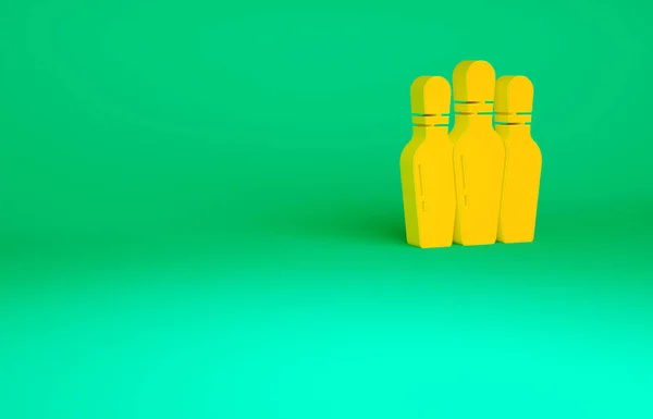 Icono Bolos Naranja Aislado Sobre Fondo Verde Concepto Minimalista Ilustración —  Fotos de Stock