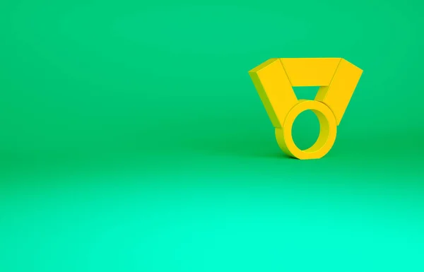 緑の背景に隔離されたオレンジメダルアイコン 受賞者の達成サイン メダル受賞 最小限の概念 3Dイラスト3Dレンダリング — ストック写真
