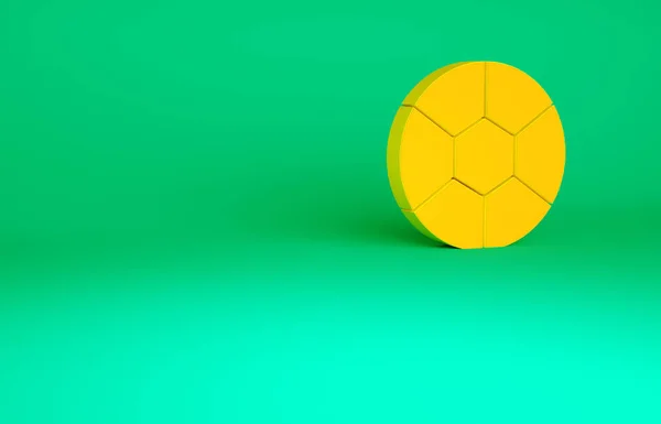 Oranje Voetbal Pictogram Geïsoleerd Groene Achtergrond Voetbal Sportuitrusting Minimalisme Concept — Stockfoto