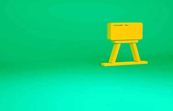 Иконка Оранжевого Поммеля Изолирована Зеленом Фоне Спортивный Инвентарь Прыжков Гимнастики — стоковое фото