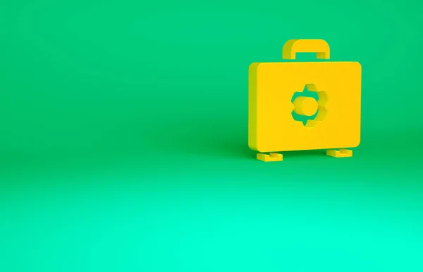 Orange Toolbox Icoon Geïsoleerd Groene Achtergrond Gereedschapskist Minimalisme Concept Illustratie — Stockfoto