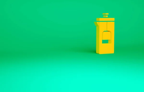 Ікона Оранжевої Французької Преси Ізольована Зеленому Тлі Концепція Мінімалізму Рендеринг — стокове фото