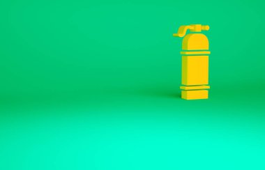 Turuncu Aqualung simgesi yeşil arkaplanda izole edildi. Dalgıçlar için oksijen tüpü. Dalış ekipmanları. Olağanüstü bir spor. Spor malzemeleri. Minimalizm kavramı. 3d illüstrasyon 3B canlandırma.