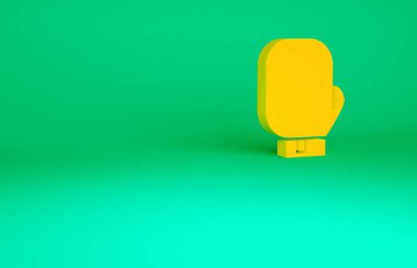 Yeşil arka planda turuncu boks eldiveni ikonu izole edildi. Minimalizm kavramı. 3d illüstrasyon 3B canlandırma.