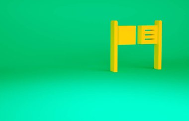 Orange Old Western salıncak salonu ikonu yeşil arka planda izole edilmiş. Minimalizm kavramı. 3d illüstrasyon 3B canlandırma.