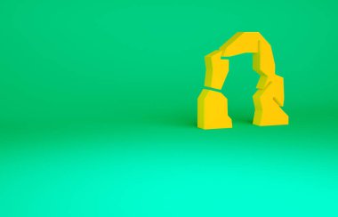 Turuncu Büyük Kanyon simgesi yeşil arkaplanda izole edildi. Arizona 'daki ulusal park. Minimalizm kavramı. 3d illüstrasyon 3B canlandırma.