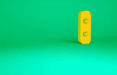 Turuncu Snowboard simgesi yeşil arkaplanda izole edildi. Snowboard tahtası ikonu. Olağanüstü bir spor. Spor malzemeleri. Minimalizm kavramı. 3d illüstrasyon 3B canlandırma.