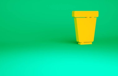 Turuncu Su filtresi kartuş simgesi yeşil arkaplanda izole edildi. Minimalizm kavramı. 3d illüstrasyon 3B canlandırma.