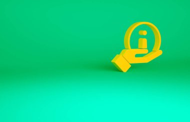 Turuncu Bilgi simgesi yeşil arkaplanda izole edildi. Minimalizm kavramı. 3d illüstrasyon 3B canlandırma.