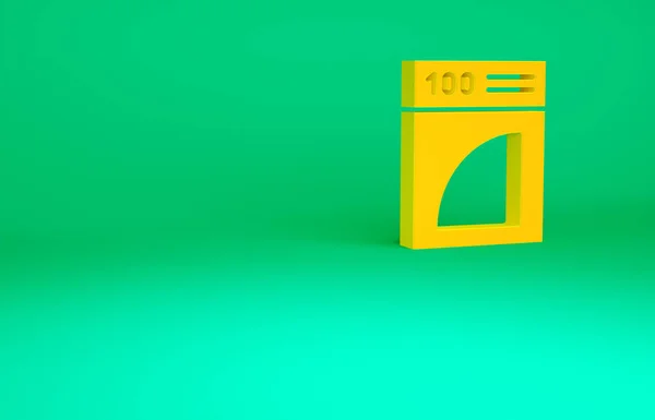 Orangefarbenes Filtersymbol Für Kaffeepapier Auf Grünem Hintergrund Minimalismus Konzept Illustration — Stockfoto