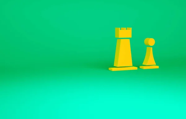 Orange Chess Icon Isolated Green Background Business Strategy Game Management — Stock Photo, Image