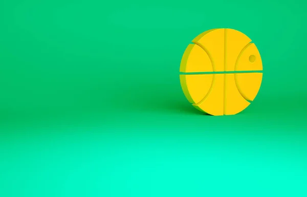 Pomarańczowa Ikona Piłki Koszykówki Izolowana Zielonym Tle Symbol Sportu Koncepcja — Zdjęcie stockowe
