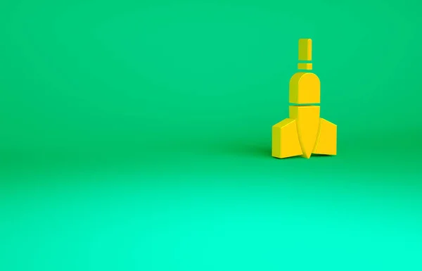 緑の背景に隔離されたオレンジダーツの矢印アイコン 最小限の概念 3Dイラスト3Dレンダリング — ストック写真