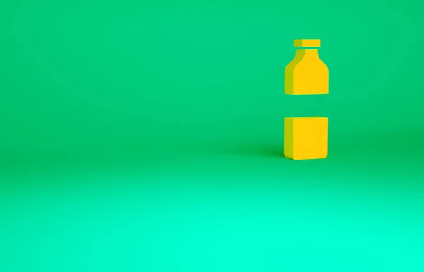 Naranja Icono Botella Agua Aislado Sobre Fondo Verde Signo Bebida —  Fotos de Stock