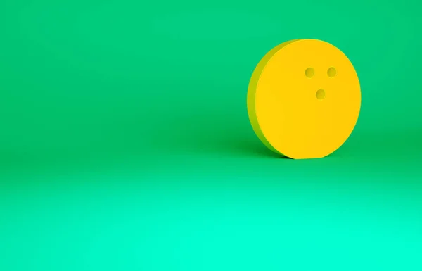 Πορτοκαλί Μπάλα Μπόουλινγκ Εικονίδιο Απομονώνονται Πράσινο Φόντο Αθλητικός Εξοπλισμός Μινιμαλιστική — Φωτογραφία Αρχείου