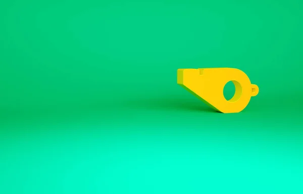 Orangefarbenes Pfeifsymbol Auf Grünem Hintergrund Schiedsrichter Symbol Fitness Und Sport — Stockfoto