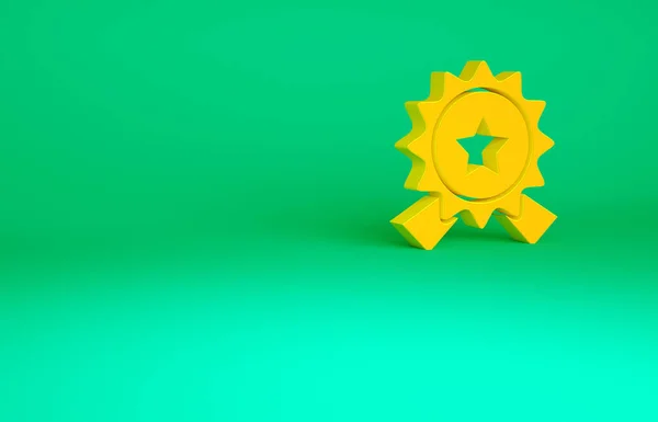 Πορτοκαλί Μετάλλιο Αστέρι Εικονίδιο Απομονώνονται Πράσινο Φόντο Σημάδι Επιτυχίας Νικητή — Φωτογραφία Αρχείου