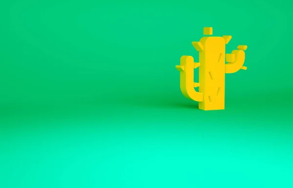 Ікона Помаранчевого Кактуса Ізольована Зеленому Тлі Концепція Мінімалізму Рендеринг — стокове фото