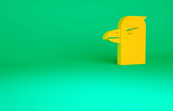 Orangefarbenes Adler Kopf Symbol Isoliert Auf Grünem Hintergrund Minimalismus Konzept — Stockfoto