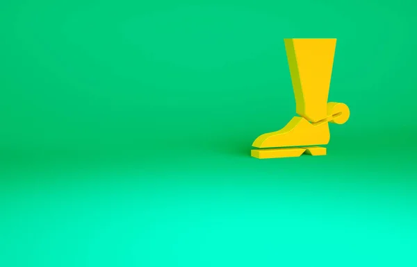 Oranje Cowboy Boot Icoon Geïsoleerd Groene Achtergrond Minimalisme Concept Illustratie — Stockfoto