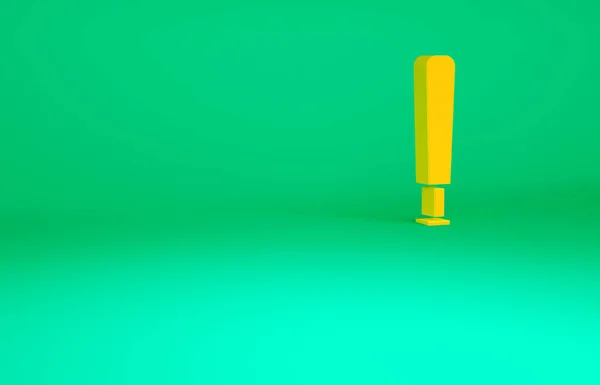 Ікона Оранжевого Бейсболу Ізольована Зеленому Тлі Спортивне Обладнання Концепція Мінімалізму — стокове фото