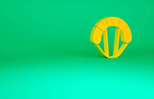 緑の背景に隔離されたオレンジパラシュートのアイコン 極端なスポーツだ スポーツ用具 最小限の概念 3Dイラスト3Dレンダリング — ストック写真