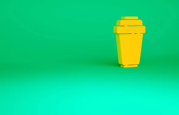 Ícone Cartucho Filtro Água Laranja Isolado Fundo Verde Conceito Minimalismo — Fotografia de Stock